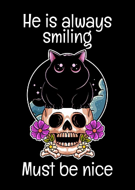 Smiling Skull Cat Design
