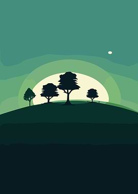 Silhouetted Trees at Dusk