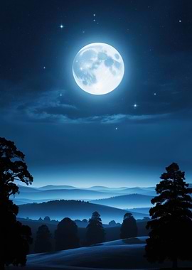 Full Moon Night Landscape