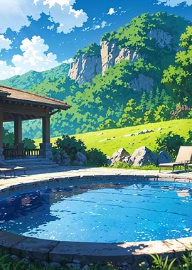 Anime Poolside Landscape