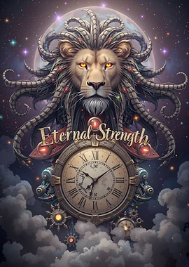 Lion with Clock and Stars