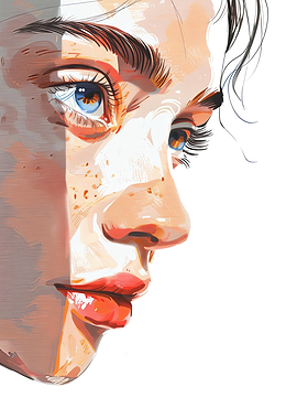 Woman's Profile with Blue Eyes