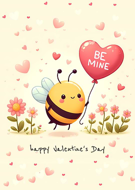 Cute little Bee Mine Valentine's Day Poster