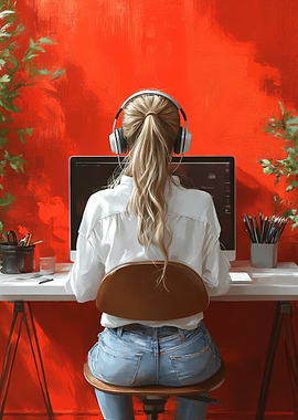 Woman Working at Desk