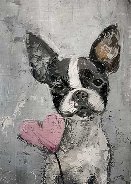 French Bulldog with Heart