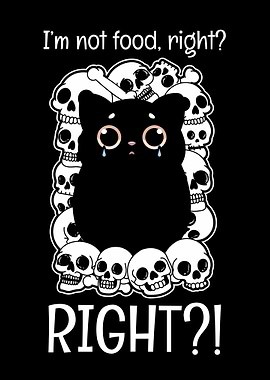 Worried Cat & Skull Pile