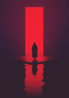 Minimalist Neon Red Artwork