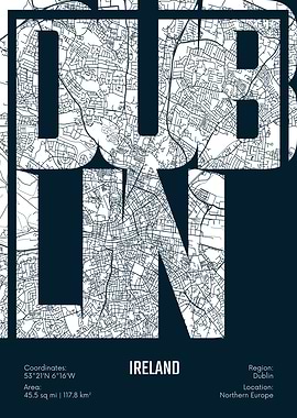 Dublin City Map Art