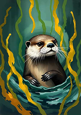 Otter in Seaweed