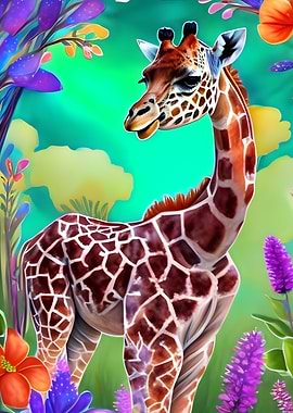 Cute Giraffe in a Garden