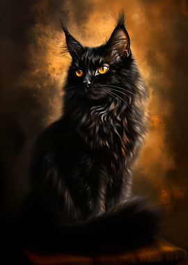 Black Maine Coon Cat Portrait