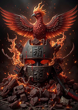 Phoenix Rising: Samurai Spirit Metal Poster