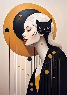 Woman with Cat Head
