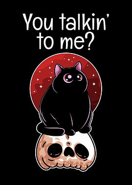 Black Cat and Skull Design