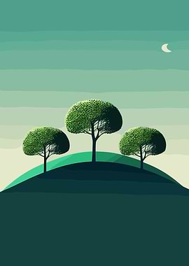 Three Trees on a Hill