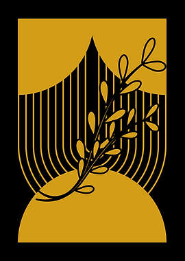 Black and Gold Branch Art