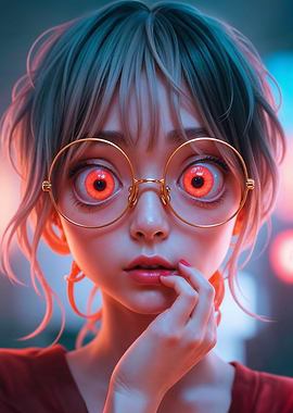 Anime Girl with Red Eyes