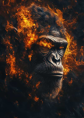 Fiery Gorilla Portrait
