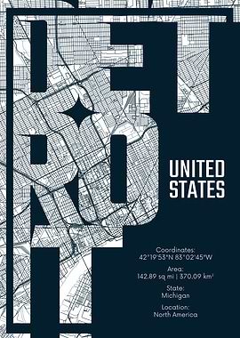 Detroit City Map Art