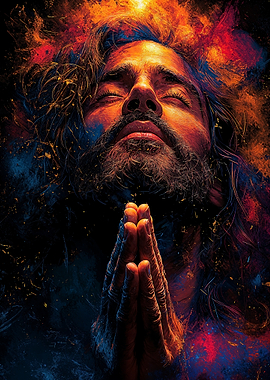 Praying Jesus in Colorful Light