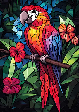 Stained Glass Parrot