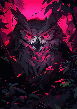 Neon Owl in Forest