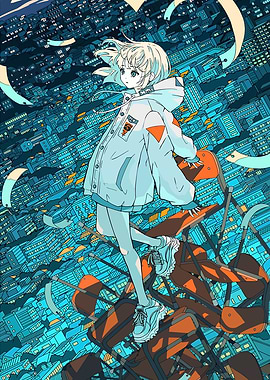 Anime Girl Above Cityscape