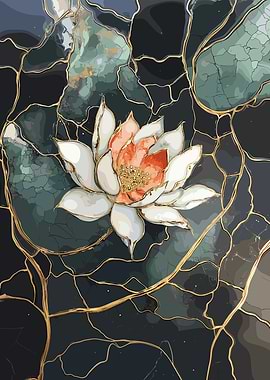 Gold Leaf Lotus Flower