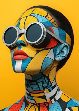 Abstract Face with Goggles