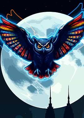 Art of Owl with Colorful Wings