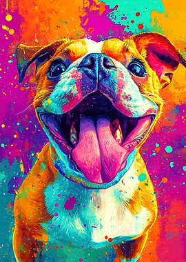 Colorful Bulldog Portrait