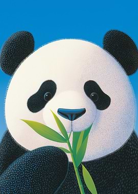 Cute Panda Eating Bamboo