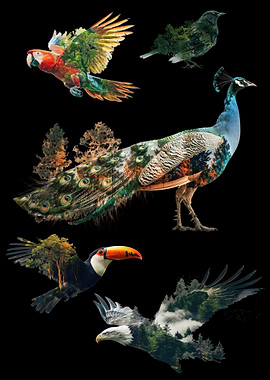 Birds & Nature Double Exposure