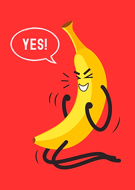 Excited Banana Illustration