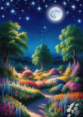 Moonlit Garden Path