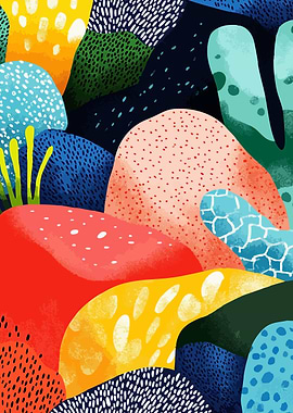 Colorful Abstract Coral Reefs Minimalist Art