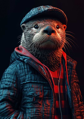 Neon Cyberpunk Sea Otter