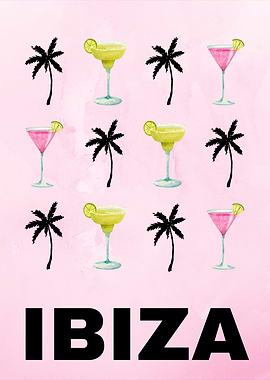 Ibiza Retro Art Decor Vacations Pink Art Modern Boho Decor