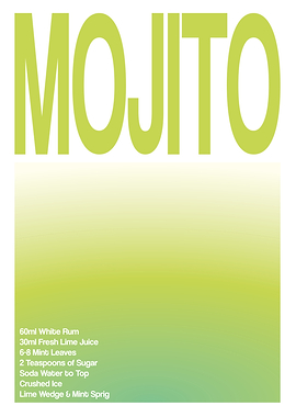 Mojito Cocktail Minimalist Art & Recipe