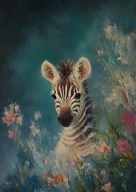 Zebra Portrait in Bloom