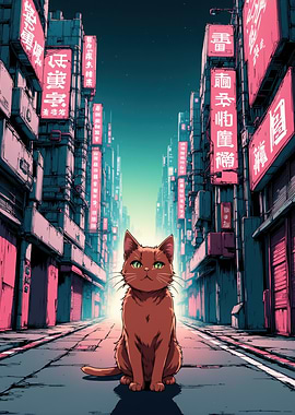 Cat in Neon City