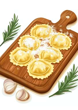 Ravioli on Cutting Board