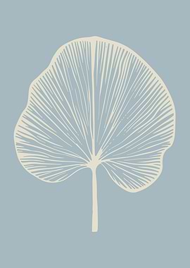 Minimalist Leaf Art Print in Light Blue