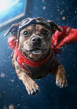 Superhero Dog in Flight