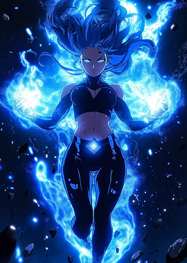 Blue Flame Anime Girl
