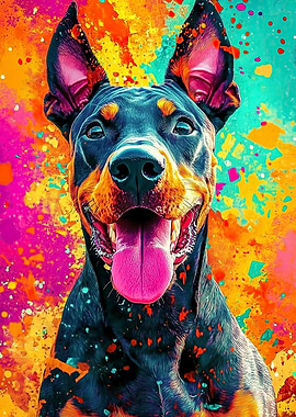 Doberman in Splatter Art