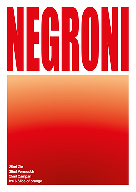 Negroni Cocktail Minimalist Art & Recipe