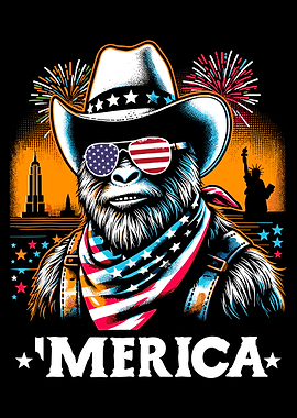 Patriotic Bigfoot Merica 4th of July