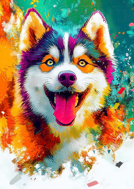 Colorful Husky Portrait