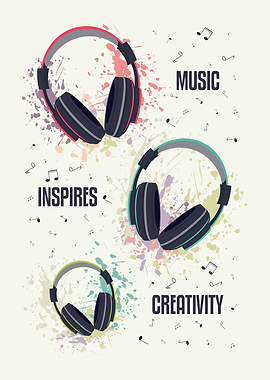 Music headphones with inspirational slogan.